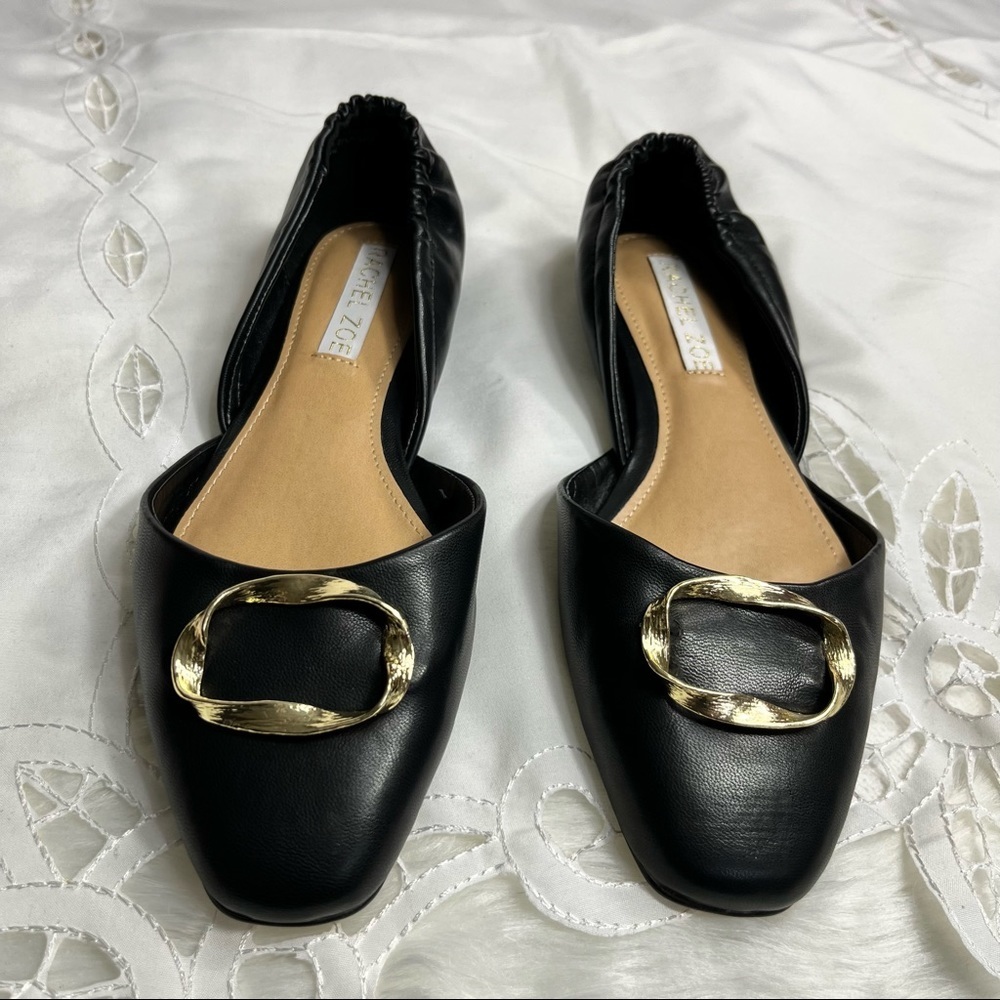 Rachel Zoe Leather D'Orsay Black Ballet Flats